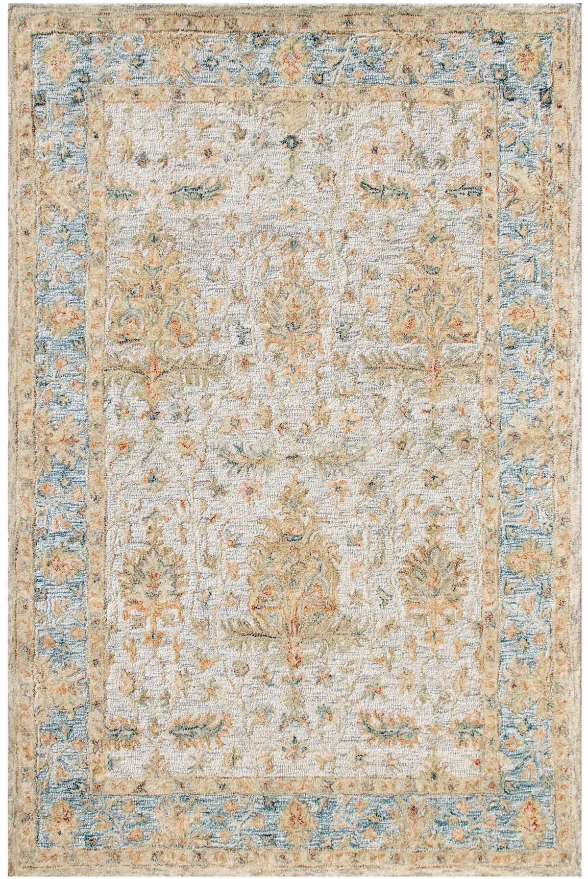 Alfombra vintage azul marfil 