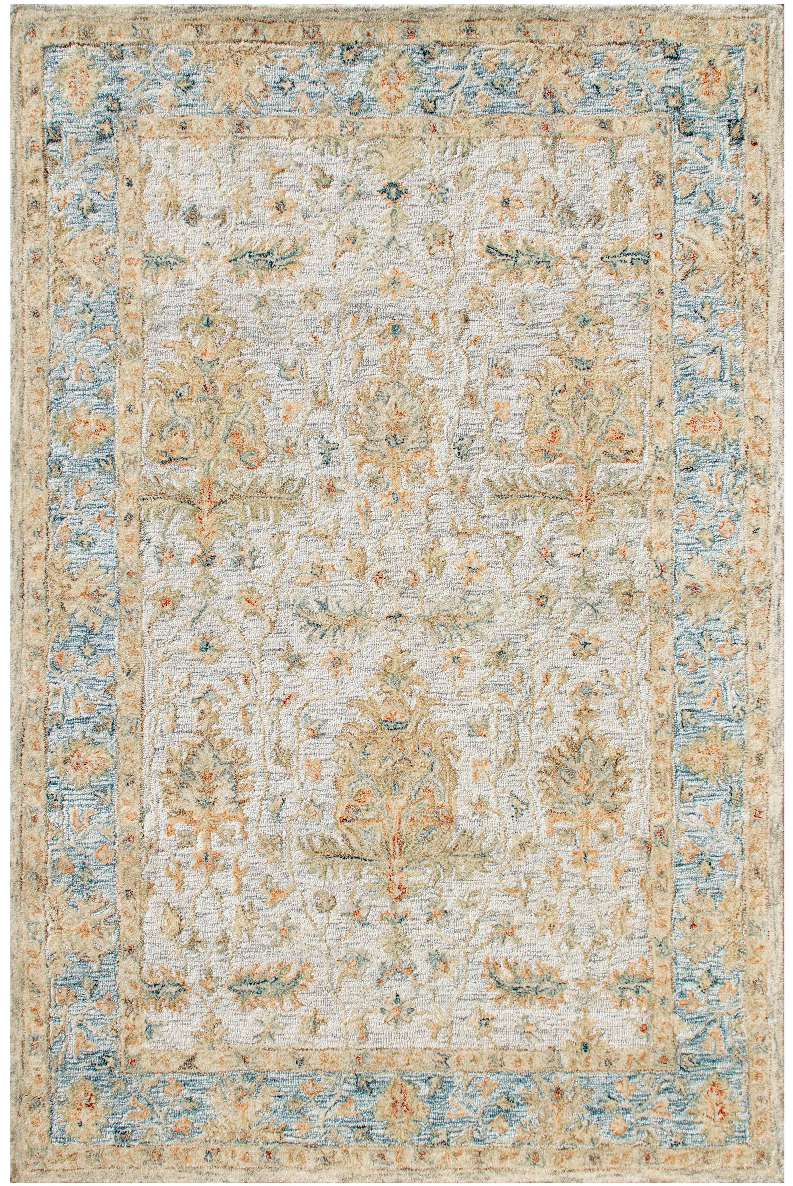 Alfombra vintage azul marfil 