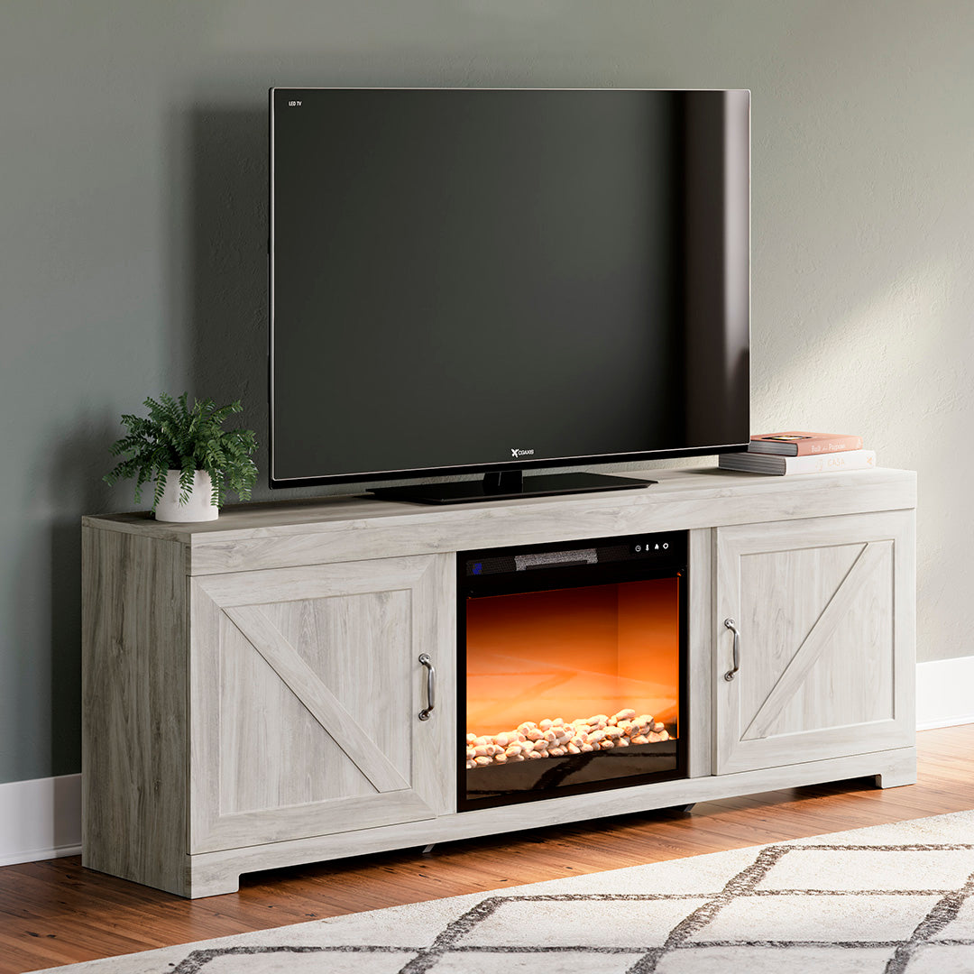 Mueble de TV Bellaby de 63 pulgadas from Signature Design by Ashley in Blanco with Wire Management, Fireplace - Additional view 10