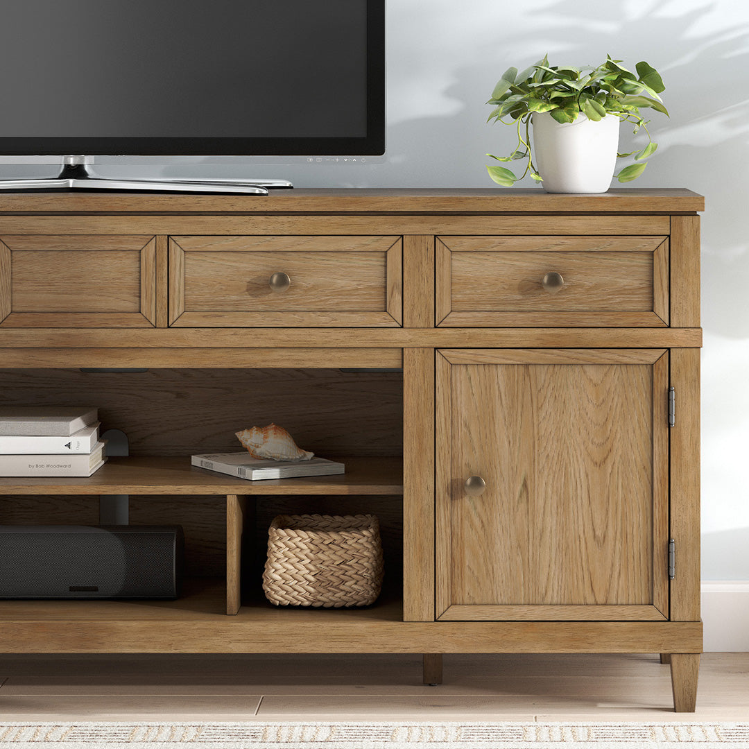 Sharlance TV Stand from Signature Design by Ashley in Brown Veneer with Bluetooth Speaker, LED Lighting - Additional view 9