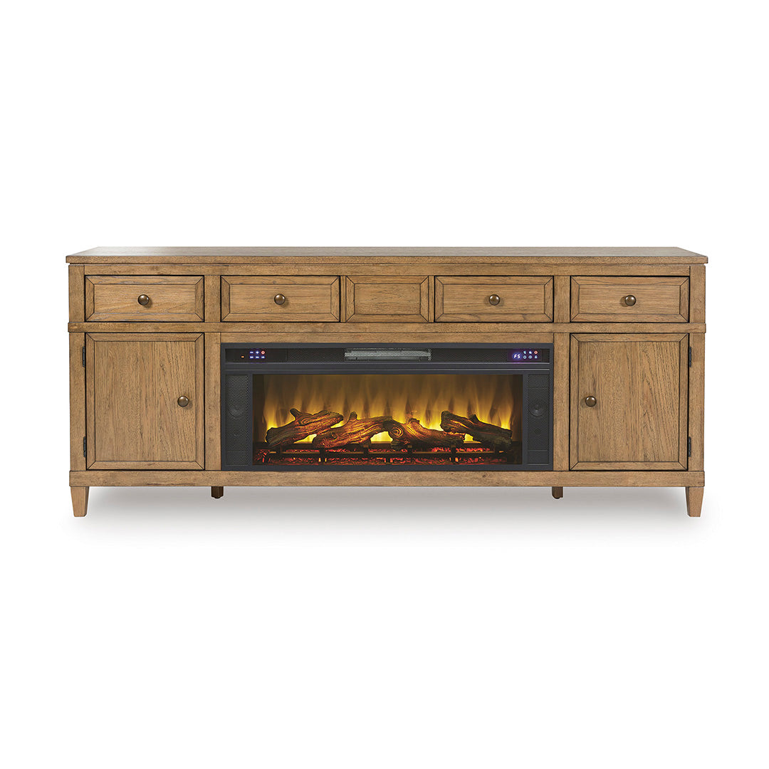 Sharlance TV Stand from Signature Design by Ashley in Brown Veneer with Bluetooth Speaker, LED Lighting - Additional view 13