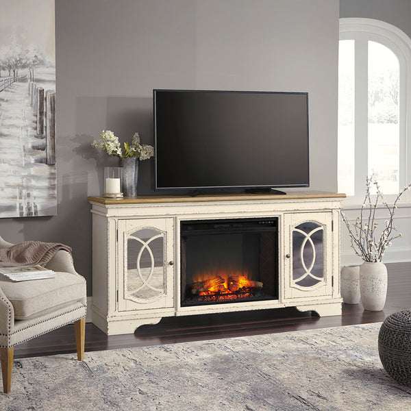 Realyn TV Stand with Fireplace - Furniture Fair