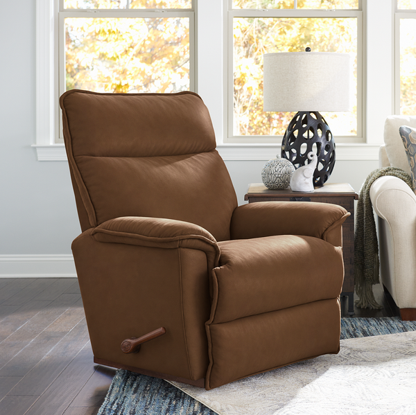 Jay Leather Power Rocker Recliner from La-Z-Boy Incorporated in Brown, Made in USA - Alternate angle