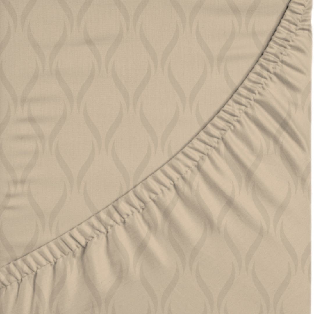 Cooling cotton sheets in beige, close-up of fabric texture, from Lusome