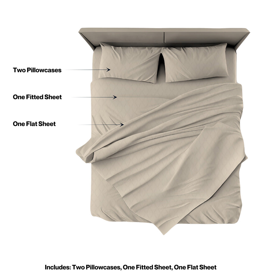 Cooling cotton sheets in beige, detail view, from Lusome