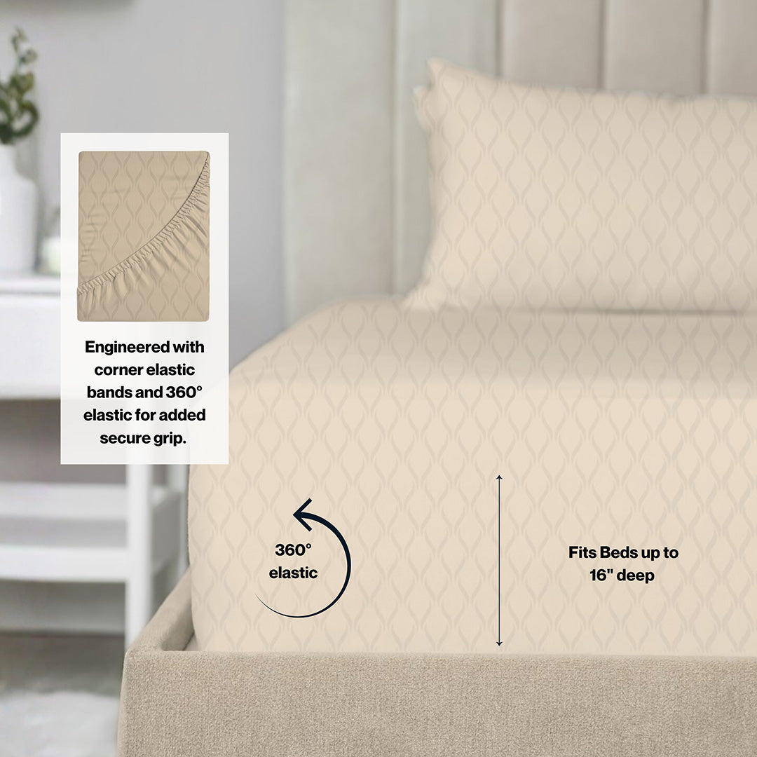 Cooling cotton sheets in beige, alternate detail, from Lusome