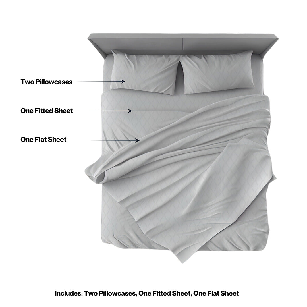 Cooling cotton sheets in light gray, detail view, from Lusome