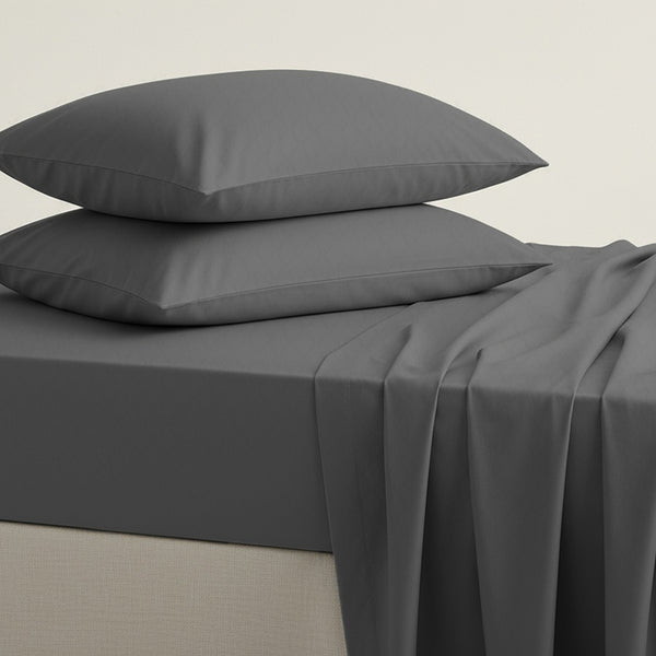 Cooling cotton sheets in dark gray, folded product view, from Lusome