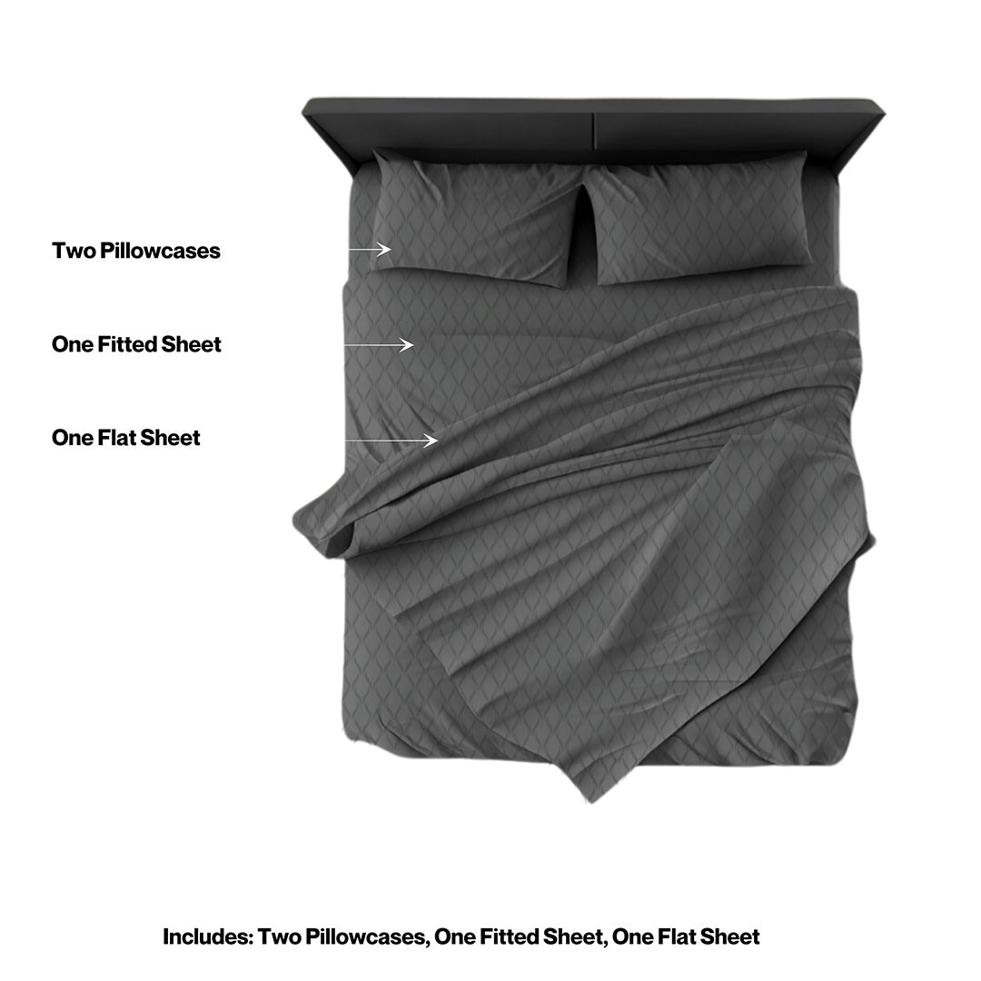 Cooling cotton sheets in dark gray, detail view, from Lusome
