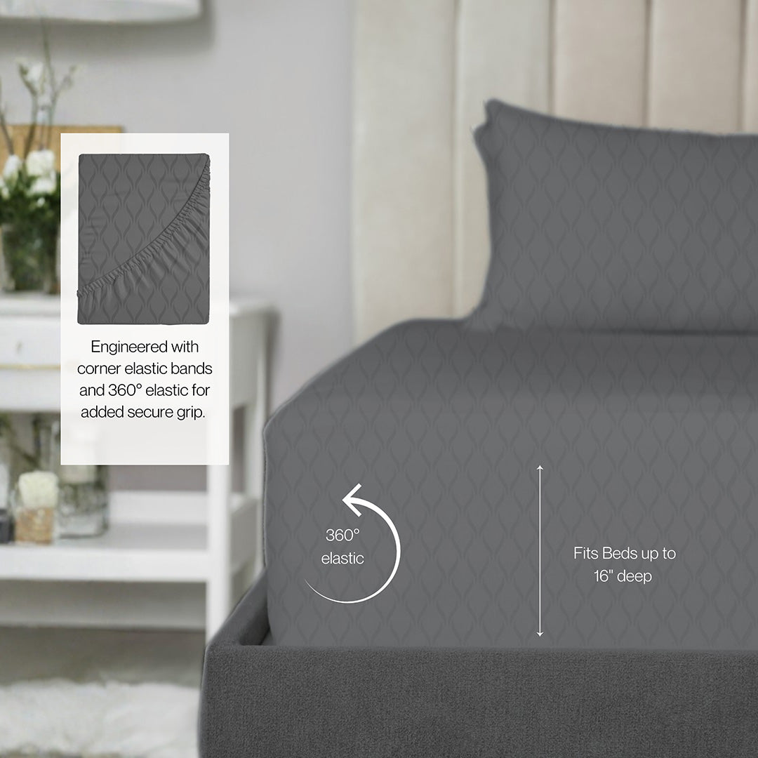 Cooling cotton sheets in dark gray, alternate detail, from Lusome