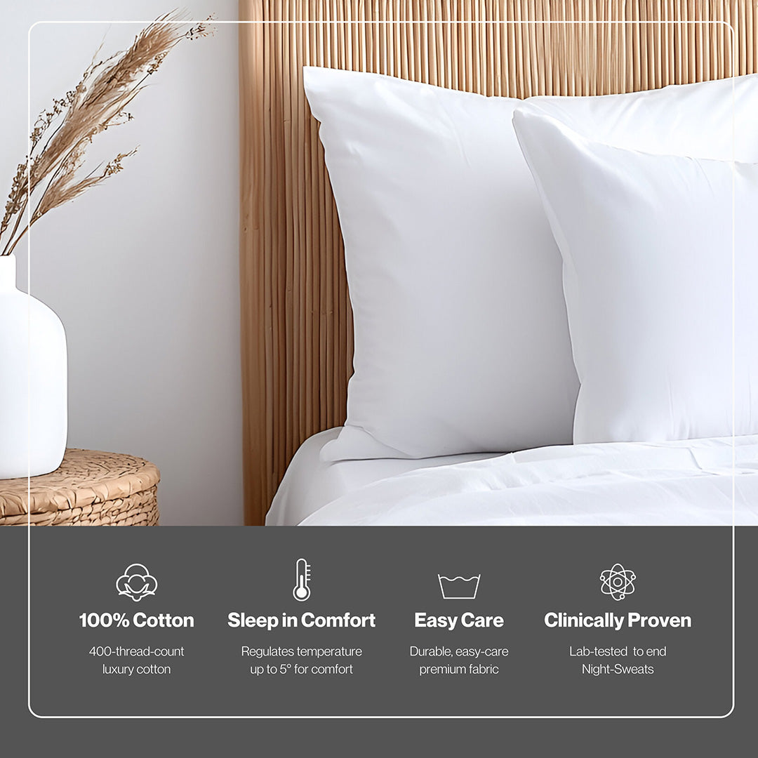Cooling cotton sheets in white, packaging view, from Lusome