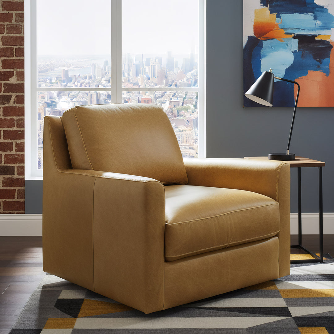 York Leather Swivel Chair