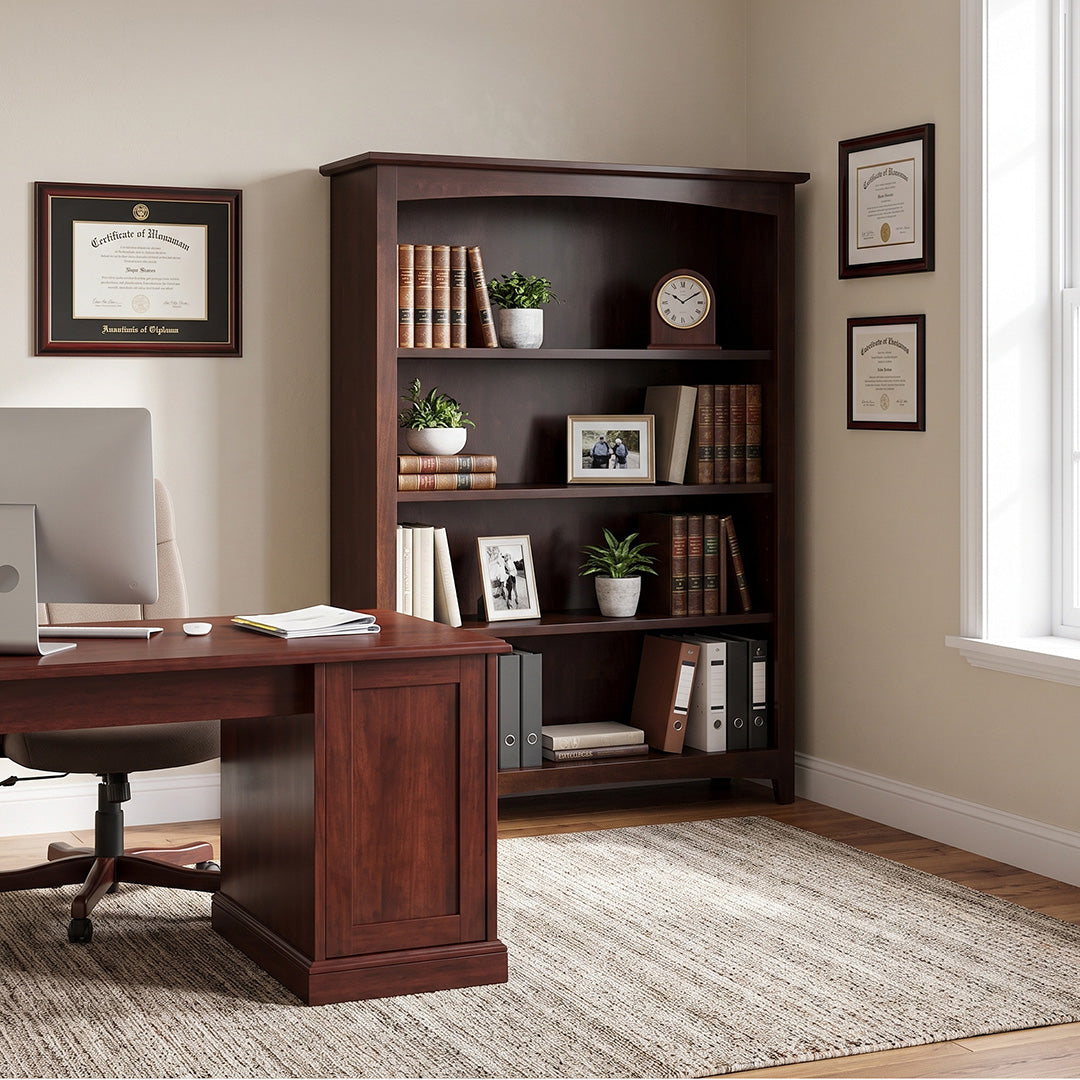 Solid Wood Bookcase from Archbold Furniture Company in Brown, Made in USA - Alternate angle