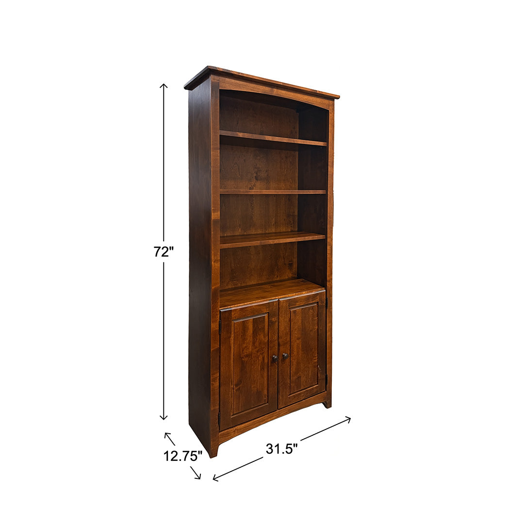 Solid Wood Bookcase with Doors from Archbold Furniture Company in Brown, Made in USA - Additional view 8