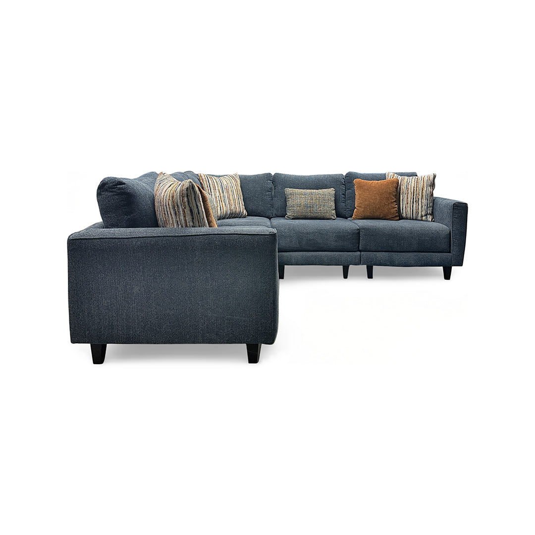 Arden Sectional from Corinthian in Blue with Accent Pillows, Made in USA - Detail view