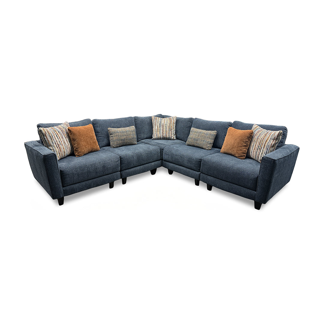 Arden Sectional from Corinthian in Blue with Accent Pillows, Made in USA