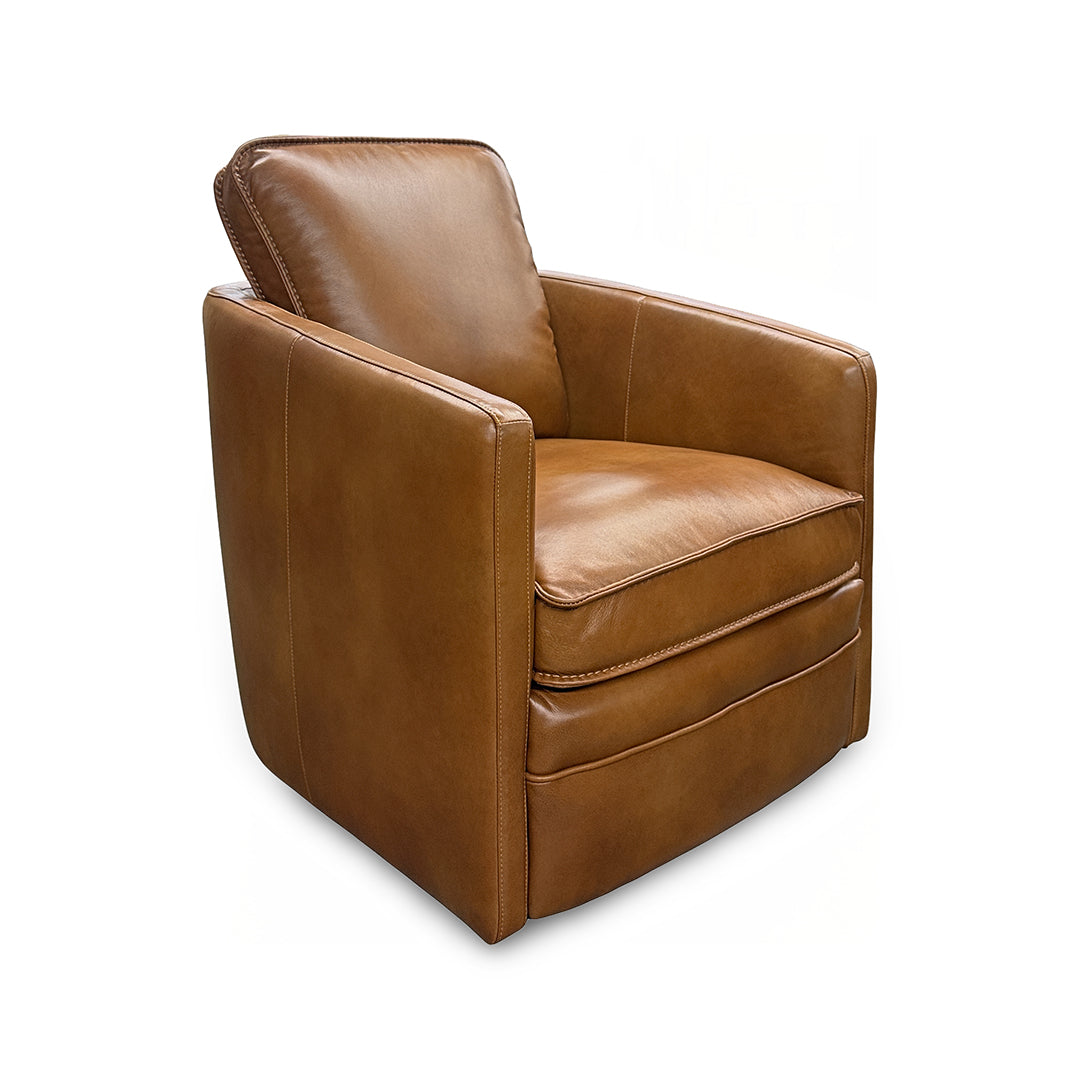 Art Leather Swivel Chair from Moto Motion - Brown finish