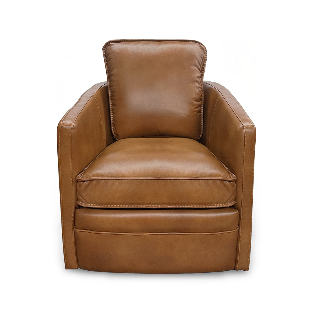 Art Leather Swivel Chair from Moto Motion with Swivel - Brown finish