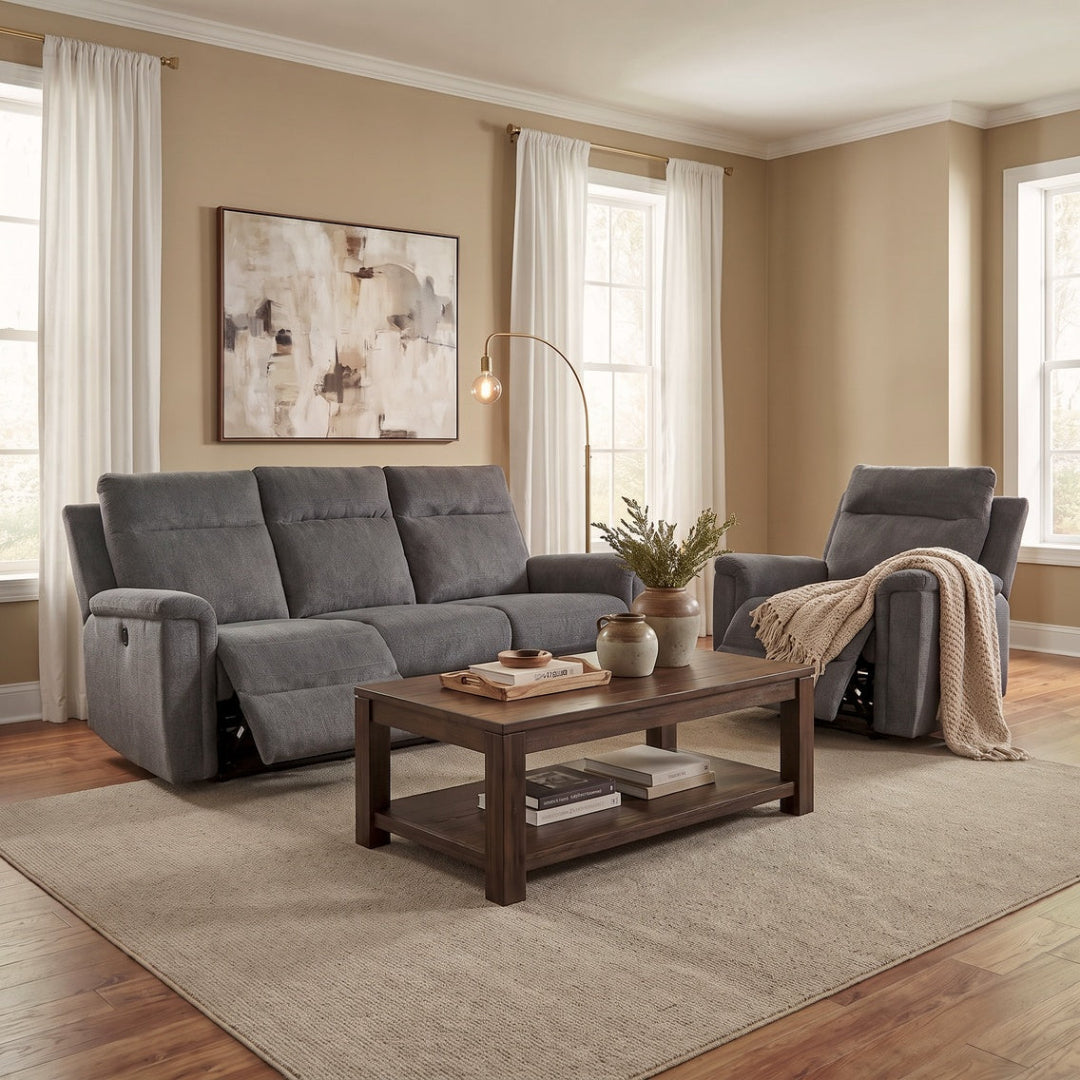 Barnsana Power Reclining Sofa and Recliner from Signature Design by Ashley in Gray - Alternate angle