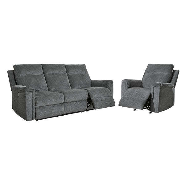 Barnsana Power Reclining Sofa and Recliner from Signature Design by Ashley in Gray with Power Recline, USB Port