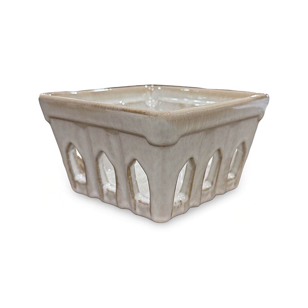 Latte Splatter Berry Basket from P D Home &amp; Garden in White Ceramic