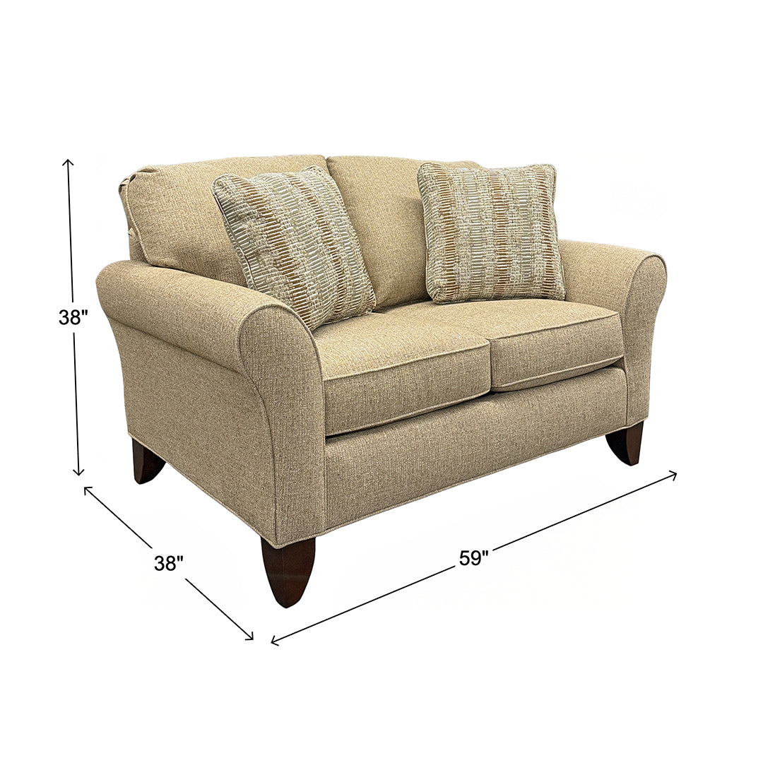 Betty Loveseat from Hickorycraft (Craftmaster) in Brown Polyester with Accent Pillows, Hardwood Frame, Made in USA - Additional view 10