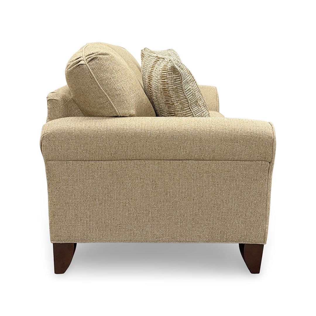Betty Loveseat from Hickorycraft (Craftmaster) in Brown Polyester with Accent Pillows, Hardwood Frame, Made in USA - Additional view 4