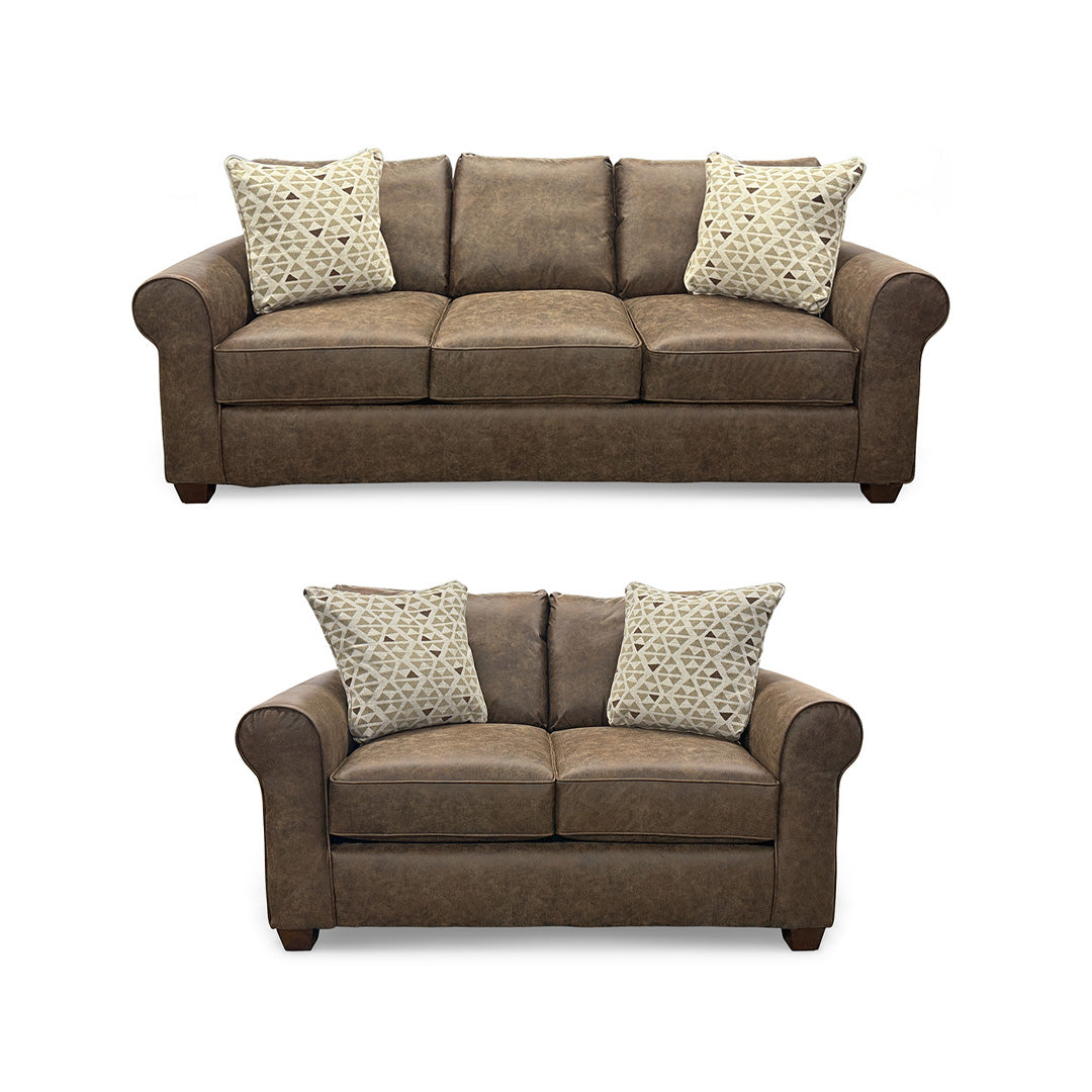 Billie Sofa and Loveseat from Fusion in Brown, Made in USA