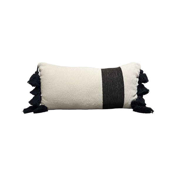 Black and White Tassel Pillow