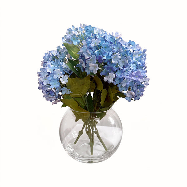 Blue Mini Hydrangeas in Vase from P D Home &amp; Garden in Glass - Blue finish