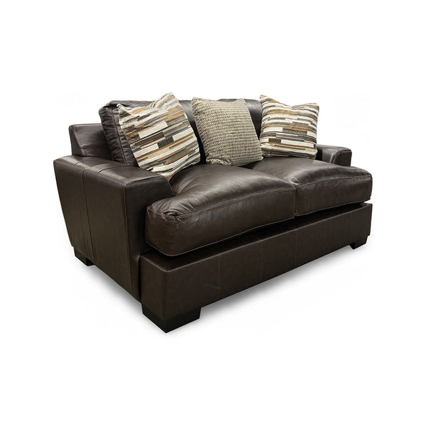 Bodie Leather Loveseat from Michael Nicholas Designs in Brown with Hardwood Frame, Made in USA