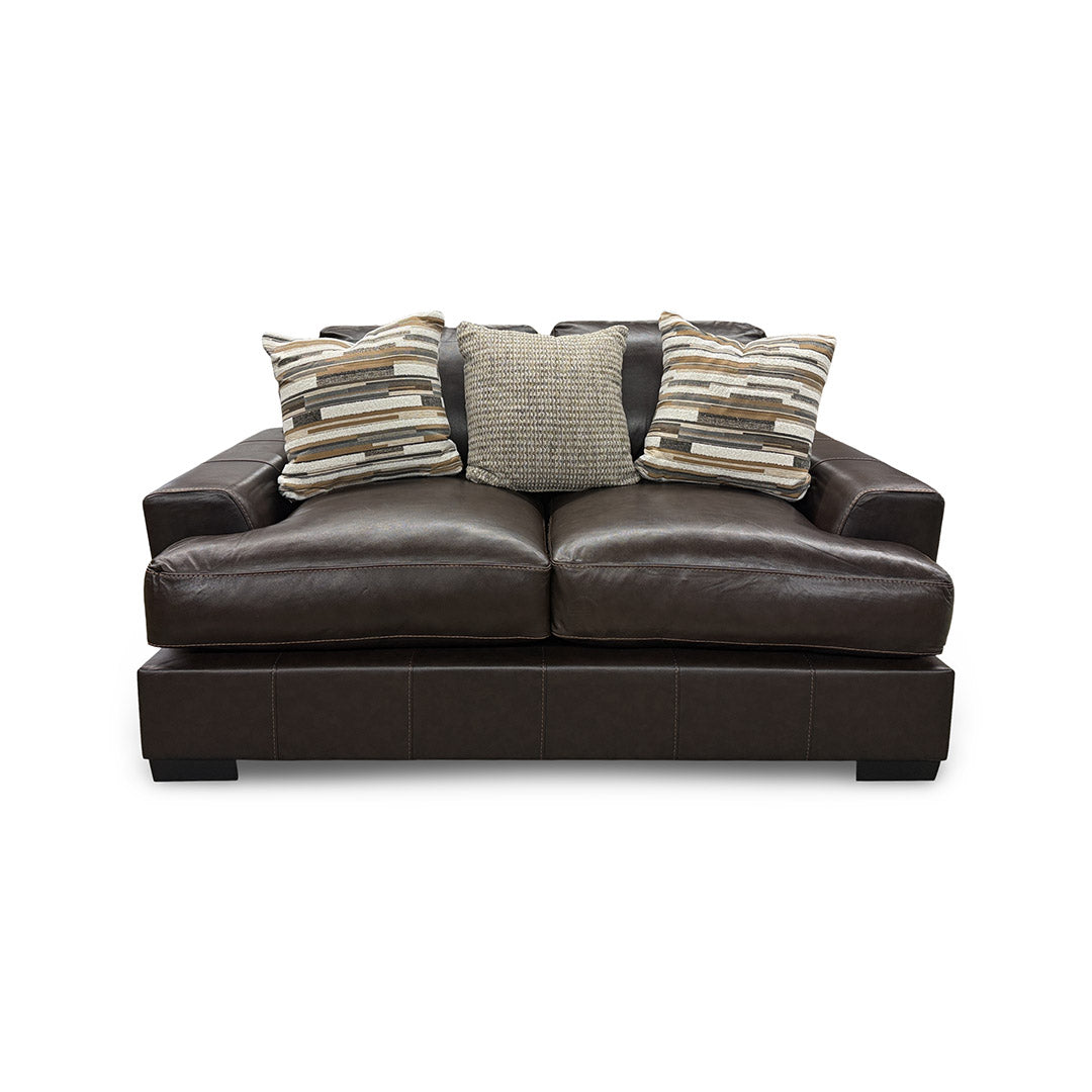 Bodie Leather Loveseat from Michael Nicholas Designs in Brown, Made in USA - Alternate angle