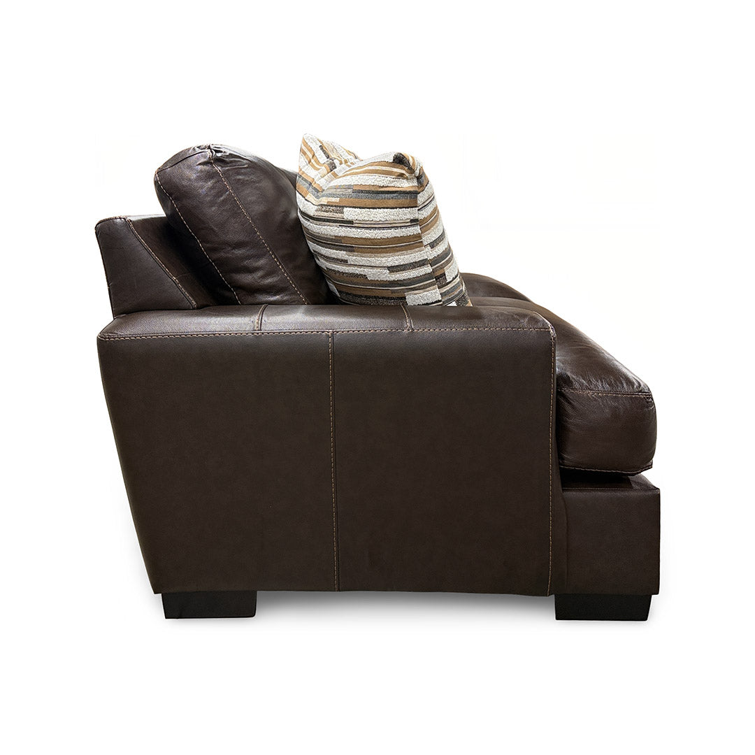 Bodie Leather Loveseat from Michael Nicholas Designs in Brown with Hardwood Frame, Made in USA - Detail view