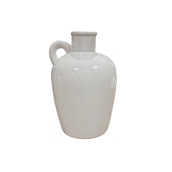 White Ceramic Vase with Handle from P D Home &amp; Garden