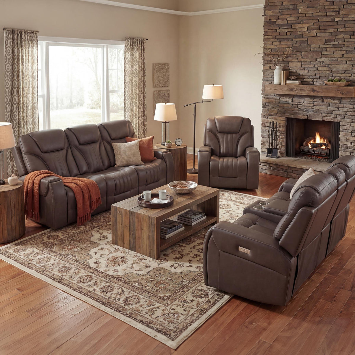 Clark Zero-G Home Theater Leather Loveseat with Console