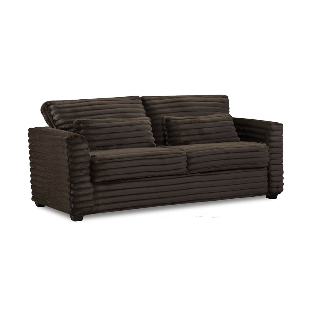 Clifton Sofa and Chair with Ottoman from Washington Brothers Furniture in Chenille with Reversible Cushions, Made in USA - Brown finish
