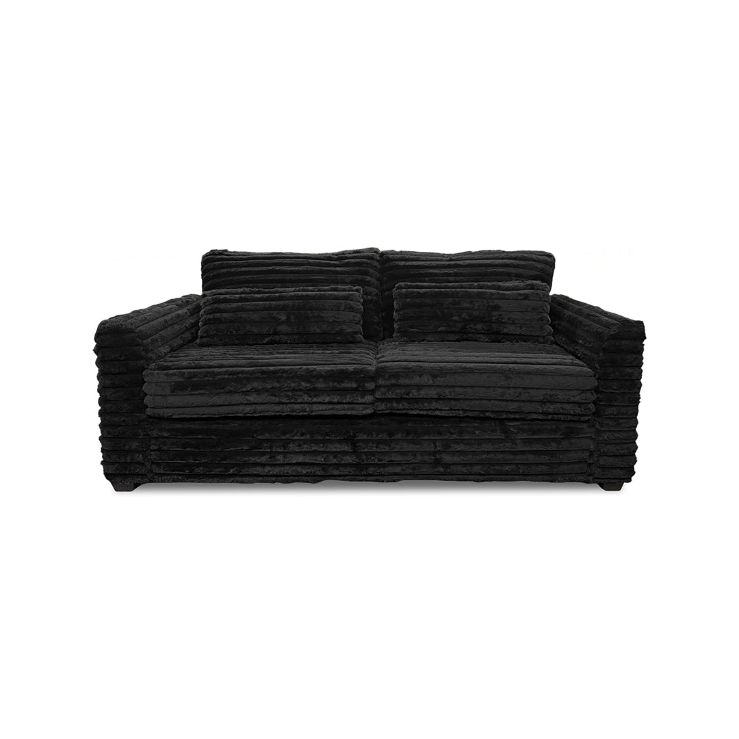 Clifton Sofa and Chair with Ottoman from Washington Brothers Furniture in Chenille with Reversible Cushions, Made in USA - Black finish
