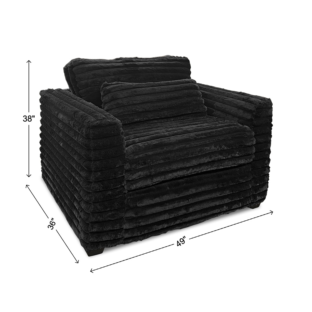 Clifton Sofa and Chair with Ottoman from Washington Brothers Furniture in Chenille, Made in USA - Black finish