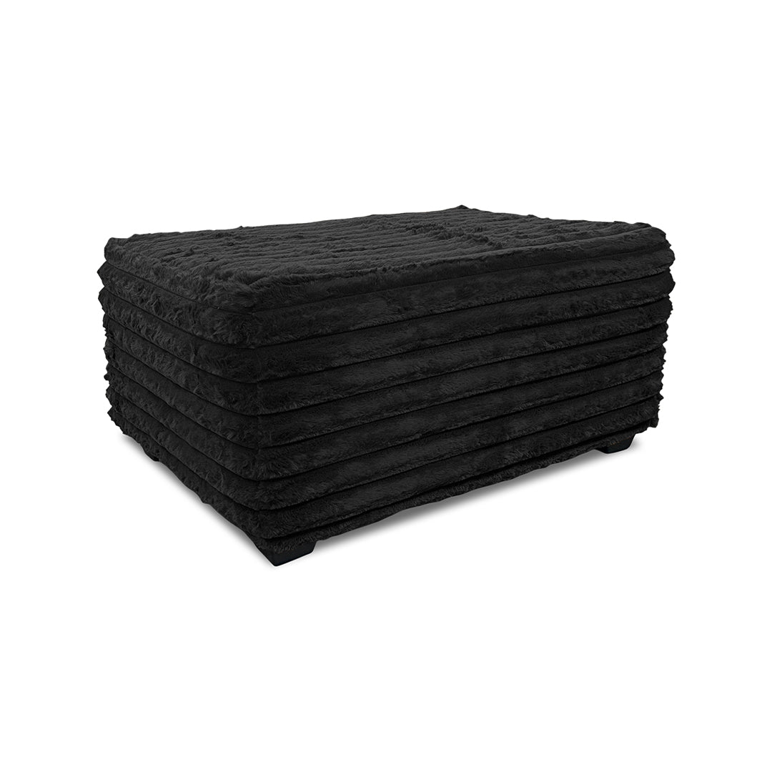 Clifton Sofa and Chair with Ottoman from Washington Brothers Furniture in Chenille with Reversible Cushions, Made in USA - Black finish