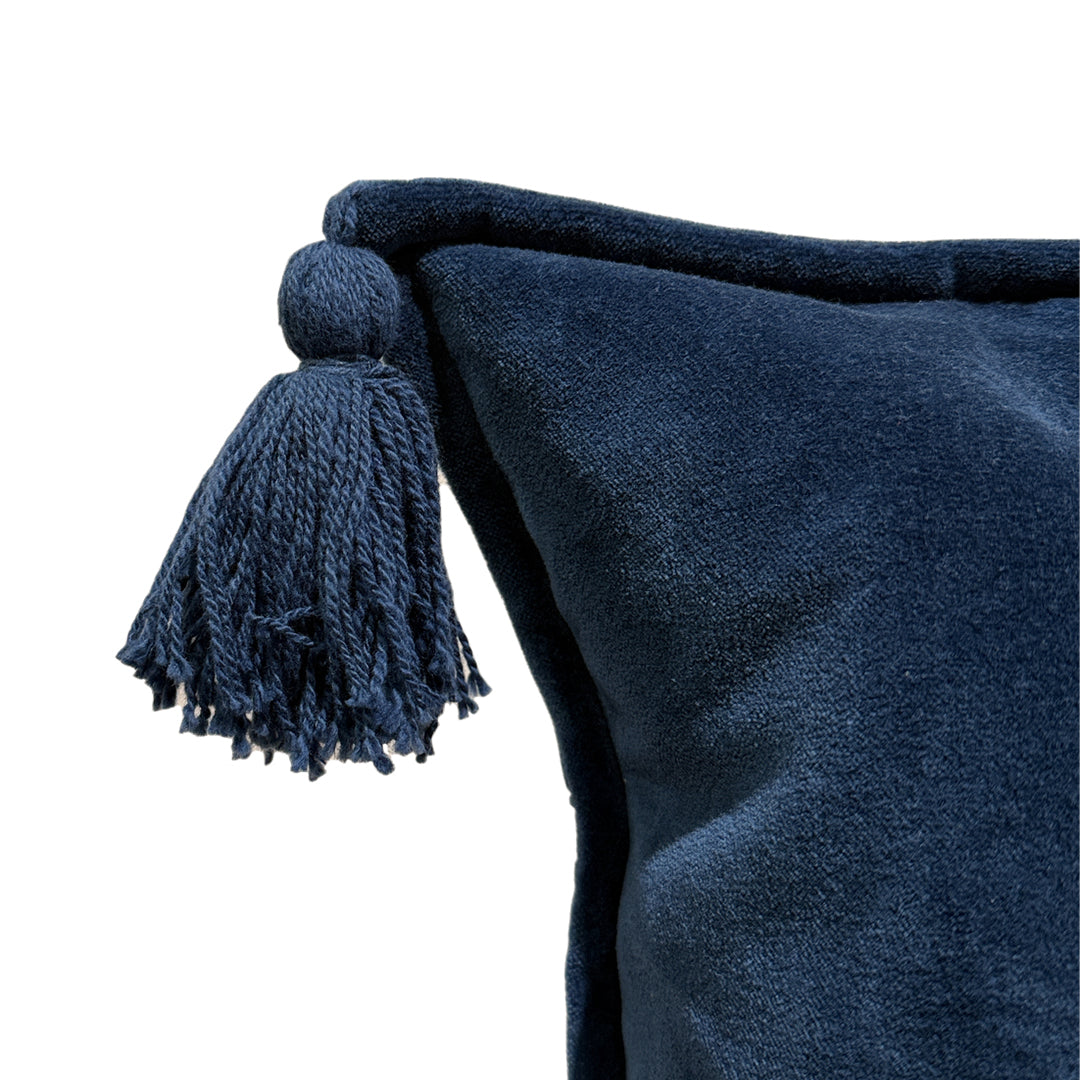 Cotton Velvet Pillow - Blue