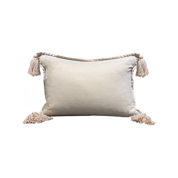 Cotton Velvet Lumbar Pillow - Beige