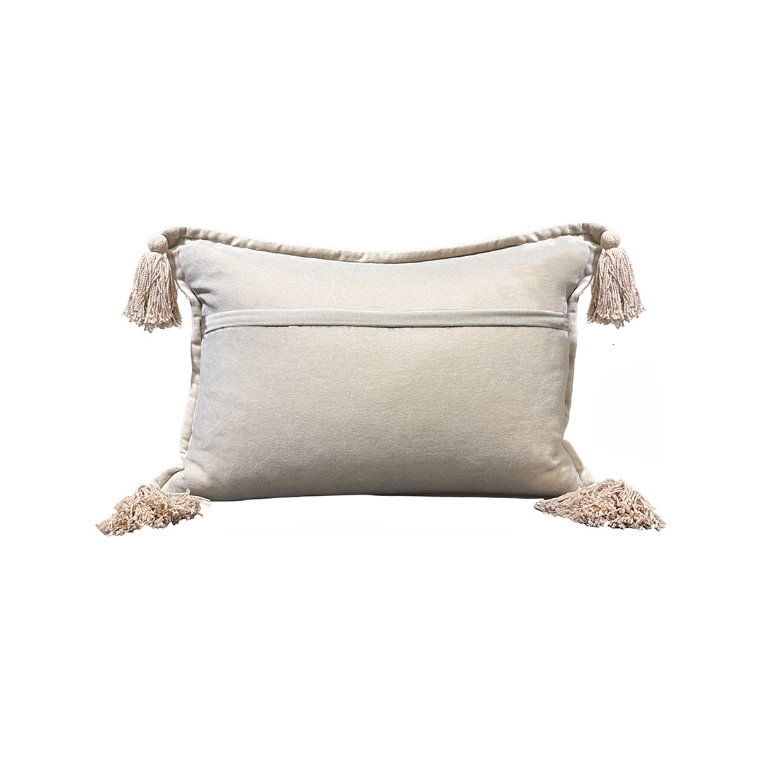 Cotton Velvet Lumbar Pillow - Beige