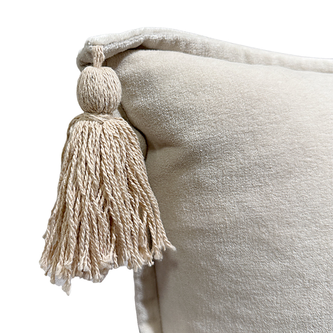 Cotton Velvet Lumbar Pillow - Beige