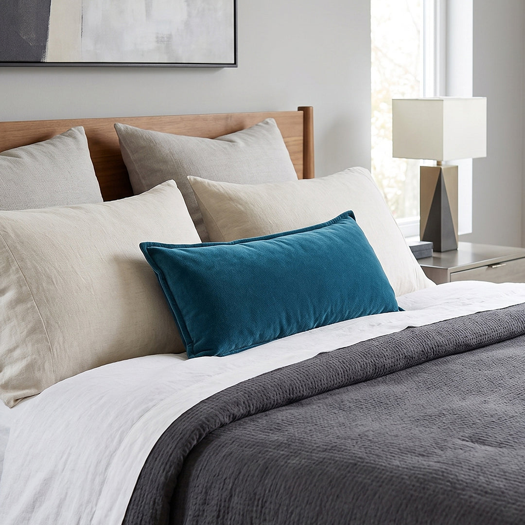 Cotton Velvet Pillow - Teal