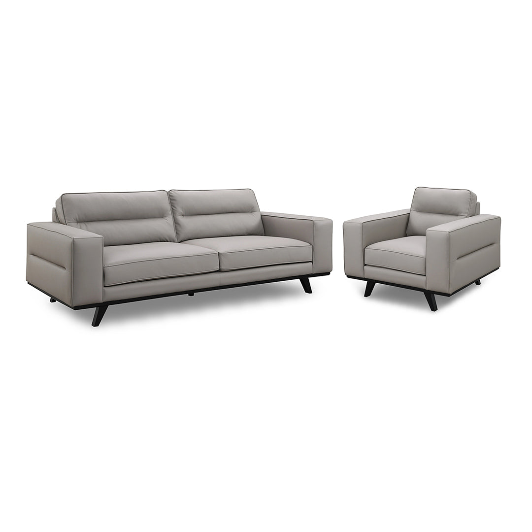 Dayton Sofa and Chair from Intercon in Gray Faux Leather / Leather-Look