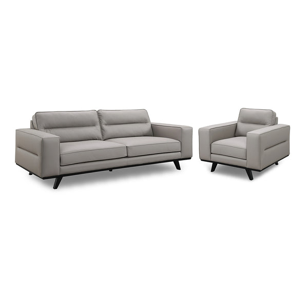 Dayton Sofa and Chair from Intercon in Gray Faux Leather / Leather-Look