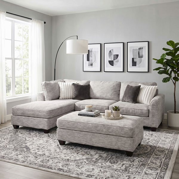 Dove Ottoman from Peak Living in Gray, Made in USA - Lifestyle view