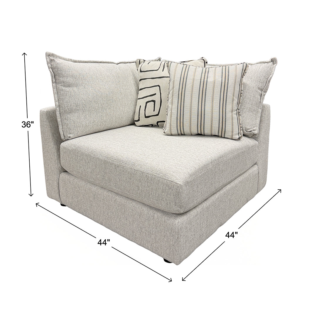 Durango Sectional (4pc) (4-Piece) from Fusion in Gray, Made in USA - Angle view