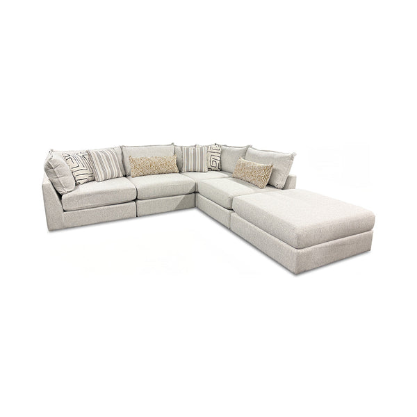 Durango Sectional (5pc) from Fusion in Gray with Accent Pillows, Reversible Cushions, Made in USA