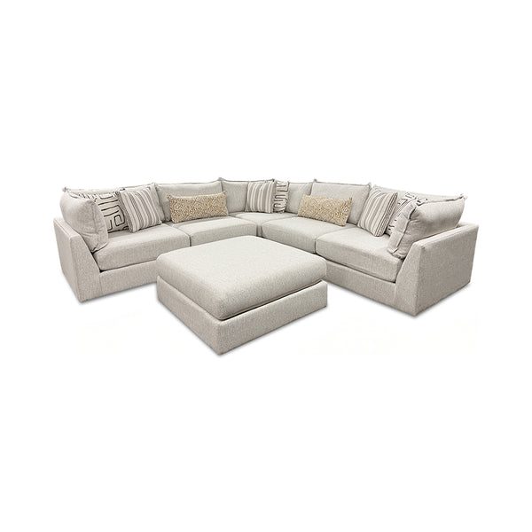 Durango Sectional (6pc) (6-Piece) from Fusion in Gray with Accent Pillows, Reversible Cushions, Made in USA